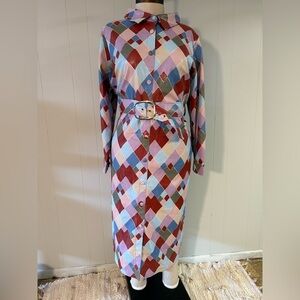 Eloquii Multicolor Diamond Long Sleeve Dress